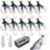 Generic Esche Artificiali per Pesca a Mosca 10 Pezzi Escche Da Pesca Ad Ami Doppi