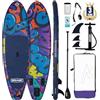 Overmont Tavola Stand Up Paddle SUP Gonfiabile per Adulti 323×84×15 cm, Kit Completo con Pagaia Regolabile, Pompa, Zaino, Leash e 3 Pinne, Facile da Trasportare e Stabile-Graffiti