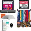 Vorlich® Espositore pettorali e medaglie con App Run e Piano 4 Settimane - Contiene Oltre 50 medaglie e 100 pettorali - Porta medaglie per Runner