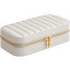 SONGMICS HOME ANAH Collezione - Portagioie da Viaggio, Piccola Scatola Porta Gioielli con Specchio, 10,5 x 20,5 x 6 cm, PU con Cucitura, Portatile, Idea Regalo, Bianco Nuvola JBC180W01