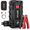 BRPOM Avviatore Batteria Auto, 8000A Avviatore di Emergenza per Auto/Moto, (Motori Fino a 8.0L Gas o 6.5L Diesel) Torcia a LED,Porta USB da per Smartphone