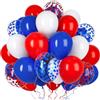 Ousuga Palloncini Rossi Bianchi Blu 50 Pezzi 12 Pollici, per Compleanno Natale Capodanno Festa dell'Indipendenza Baseball Scuola Battesimo Matrimonio Decorazione