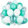 Ousuga Palloncini Bianco Blu Verde Acqua 50 Pezzi 12 Pollici, per Compleanno Natale Capodanno Battesimo Feste Decorazione