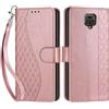 SIENIANLINE Cover per Redmi Note 9 Pro Max custodia portafoglio Cubo - Oro Rosa | 3 scomparti carte, 1 tasca banconote, Chiusura magnetica, Supporto, Pelle PU flip cover per Redmi Note 9S