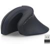Zienstar-Mouse Ergonomico Verticale senza fili,Mouse Ottico Ricaricabile con 3 DPI Regolabili,Design a Mano Destra-Nero