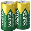 Varta 56714B Batteria Ricaricabile, Mezzatorcia C Lr14 Baby, 3000 mAh, Confezione da 2 Pezzi, Pre-Caricate, Pronte all'Uso, Verde/Argento