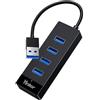 Yinker Hub USB 3.0 a 4 porte, hub dati ultra sottile portatile ad alta velocità, splitter USB 5 Gbps a 4 porte con alimentatore USB-C da 5 V per PC/laptop/MacBook/PS5 e altro ancora