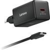 Lenovo Mini GaN USB-C 65W Charger, alimentatore compatto slim da muro Type-C, cavo USB-C 2m incluso - ideale per laptop, PC, cellulare e tablet