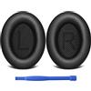 Oumida Cuscinetti auricolari per Bose QC35 (QC35 ii) di ricambio, in morbida spugna, in vera pelle proteica, isolamento acustico, per Bose QC25, QC15 (nero)