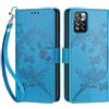 SIENIANLINE Cover per Xiaomi Redmi Note 11 Pro PU Pelle Custodia Flip Farfalla - Blu