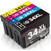 Mondo Stampa - Cartucce d'inchiostro Compatibile per Epson 34 34XL, per Workforce Pro WF-3720DWF WF-3725DWF