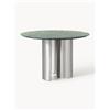 Westwing Collection Tavolo da pranzo rotondo con piano in marmo Noam, Ø 120 cm - Verde, Argento