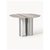 Westwing Collection Tavolo da pranzo rotondo con piano in marmo Noam, Ø 120 cm - Beige, Argento