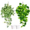 VEEKAY 2 Pezzi Piante Pendenti Artificiali,Simulazione Pianta Appesa,Edera Finta Pianta Artificiale Pothos Decorativa,piante pendenti finte per Balconi, Giardini, Soggiorno