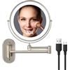 FUNTOUCH Specchio da trucco ricaricabile con luce, doppio lato 1X/30X