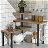 SOONHUA Mensola Scaffale Angolare per Cucina, 3 ripiani, con 4 ganci laterali, orientamento regolabile, salvaspazio, ripiano da cucina, piano di lavoro per cucina e zona caffè