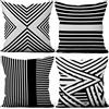 Aoihrraan 55x55cm Set di 4 Federe Cuscini Nero Bianco Moderno Strisce Modello Morbido Peluche Corto Quadrato Copricuscini Divano Casa Decorazioni Letto Camera Agriturismo All'Aperto Giardino Divano