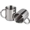 PIQIUQIU Confezione da 2 tazze da caffè in acciaio inox da 220 ml con manico, a doppia parete, per mantenere le bevande calde o fredde, isolate, da viaggio, tazze da caffè e acqua