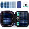 KOSLEOW Set Ferri da Maglia Circolari Intercambiabili KOSLEOW, 13 Paia di Punte (3,0-10,0mm) con Cavi 40/60/80/100cm, Ferri Circolari in Alluminio Anodizzato Blu per Lana Grossa, Borsa di Custodia
