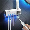 DISCORAMA® - STERILIZZATORE PORTA SPAZZOLINO UV, STERILIZZATORE PER SPAZZOLINO ELETTRICO DA PARETE BAGNO RICARICABILE RICARICA LUCE SOLARE, ORGANIZZATORE PER 4 SPAZZOLINI