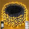 Realky Luci Albero di Natale, 38.2M 320 LED Luci Natalizie da Esterno ed Interno, 8 Modalità con Funzione Memoria e Telecomando Luci di Natale per Giardino, Balcone, Casa, Festa - Bianco Caldo
