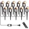 LONIUTO Illuminazione da giardino con alimentazione 35M, 3W*10 pezzi Faretti da esterno con Funzione telecomando e timer 3000K Bianco caldo, IP65 Impermeabili per sentieri, prati, cortili, terrazze