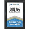 DisplayLager - Cornice a Scatto da 25 mm, Profilo in Alluminio e Disco di Protezione antiriflesso e Materiale di Fissaggio (A4, Nero)