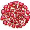 Blausky 100 pezzi di strass da cucire in incastonatura a gratta, sfaccettatura flatback con strass in vetro, con foro per vestiti, scarpe, colore rosso
