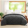 WAVVE Piumino Quattro 4 Stagioni Letto Singolo 155 x 220 - Piumone Autunnale Invernale 155x220 - Trapunta 220x155, Microfibra Sintetica, Caldo, Morbido, Grigio