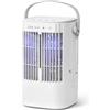 JYC CREATIVE Ventilatore da tavolo portatile da 8 W, ventilatore ricaricabile con umidificatore, serbatoio dell'acqua da 350 ml, 3 velocità, luce LED, regolazione multiangolo 90°, basso rumore, maniglia per il