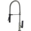 GRIFEMA LYON-G14001 Rubinetto Cucina con Bocca Molto Alta (59CM), Miscelatore Cucina con Doccetta Estraibile Professionale (G3/8 Pollici), Modalità spray a due funzioni, Nichel spazzolato/Nero