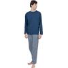 TRAMAS+ Pigiama Uomo in 100% Cotone, Pigiama Uomo Completo Lungo con Maniche Lunghe, Comodo e Traspirante - M, Cuadro Joshua Blu Navy