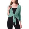 Prime Fashions Coprispalle da donna in tinta unita, a rete, a maniche lunghe, con lacci, cardigan corto lavorato a maglia, leggero, elastico, camicetta aperta per l'estate, Verde menta, Taglia unica