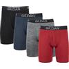 Gildan Men's Underwear Cotton Stretch Boxer Briefs, Multipack, Blk/Heather Navy/Stripe/Heather Red (4-Pack), Large