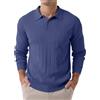 Hisir Polo da uomo a maniche lunghe invernali in maglia, vestibilità regolare, casual, classico, a righe verticali