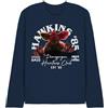 Stranger Things Hawkins '85 Demogorgon Hunters Maglietta a Maniche Lunghe Unisex, Blu Navy, S