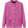 KIJSKKOPO Cardigan Donna,Maglioni Cardigan Lavorati A Maglia Foderati in Pile per Mezza età E Anziani, Giacca in Maglia con Ricamo A Foglia con Bottoni A Scollo Rotondo Color Cammello con Tasca