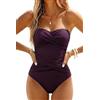 Holipick - Costume intero da donna senza spalline, a fascia, increspato
