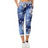 FIANA FASHIONS Pantaloni da donna elasticizzati magici italiani, comodi, eleganti e versatili, con coulisse, stile casual, estivi, Lagenlook jogger, Denium - Floreale, 40-46