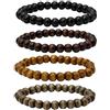 Eigso 4Pz Set di Bracciale Perline Legno 8mm per Uomo Donna Elastico Meditazione Mala Preghiera Yoga