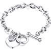 Mia Grace Jewellery Bracciale da donna con ciondolo a forma di cuore in cristallo Swarovski MGJ™ - Gioiello ipoallergenico in argento/oro rosa, regalo per lei