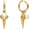 SINGULARU - Orecchini Carmen True Mare. Acciaio con Placcatura in oro 18 kt e perla coltivata. Gioielli da donna.