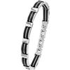 amor Bracciale da Uomo in Acciaio Inossidabile e caucciù, 20+2 cm, Argento, in confezione regalo, 9342433