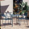 DEGHI Set bistrot con tavolo 60x60 cm e 2 sedie con braccioli in acciaio blu oceano - Faber