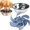 Kaiyzo Ciotola Anti Ingozzamento Cane, Inserto in Silicone Anti Soffocamento con Ventosa Forte, Ciotola in Acciaio Inox Inclusa per Razze Grandi, 17 cm Diametro Esterno 11 cm Diametro Interno, Grigio