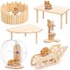 jackfru Set di 6 piattaforme per criceti con piattaforma, piattaforma a ventaglio, tunnel, recinzione in legno, stazione per bere e ruota, accessori per criceti in legno naturale, per porcellini d'India