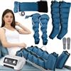 LQJHDM Pressoterapia Gambe e Addome, Macchine Stivali Pressoterapia Professionale Per Casa, 6 Camere Massaggiatore Stivali, 0-30 Min, 30-240 Mmhg Regolabili (Blue Gambe+addome+braccia, XL)