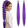 XETHI Confezione da 2 Extensions Capelli Viola | Treccia Liscia 66 cm per Donne | Parrucca Viola per Bambine | Coda di Cavallo per Cosplay, Festa, Uso Quotidiano