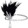 DIELOVEHUA Capelli Piume, Vintage Piuma Cerchietti, Fascia per Capelli con Strass, Accessori Anni 20 Donna, per Festa a Tema Vintage Matrimonio Cocktail Carnevale (Nero)