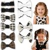 OULYMORE 10 Pz. Fermagli Capelli Bambina con Fiocco Piccoli, Mollette Capelli Bambina in Tessuto Multicolore, Accessori Capelli Bambina, Eleganti e Colorati per Tutte le Stagioni (Bianco e Nero Chic)